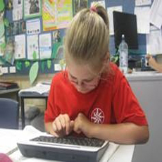 Picture of student using a computer.